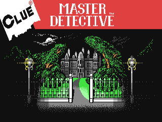 Clue Master Detective title screen for Commodore 64